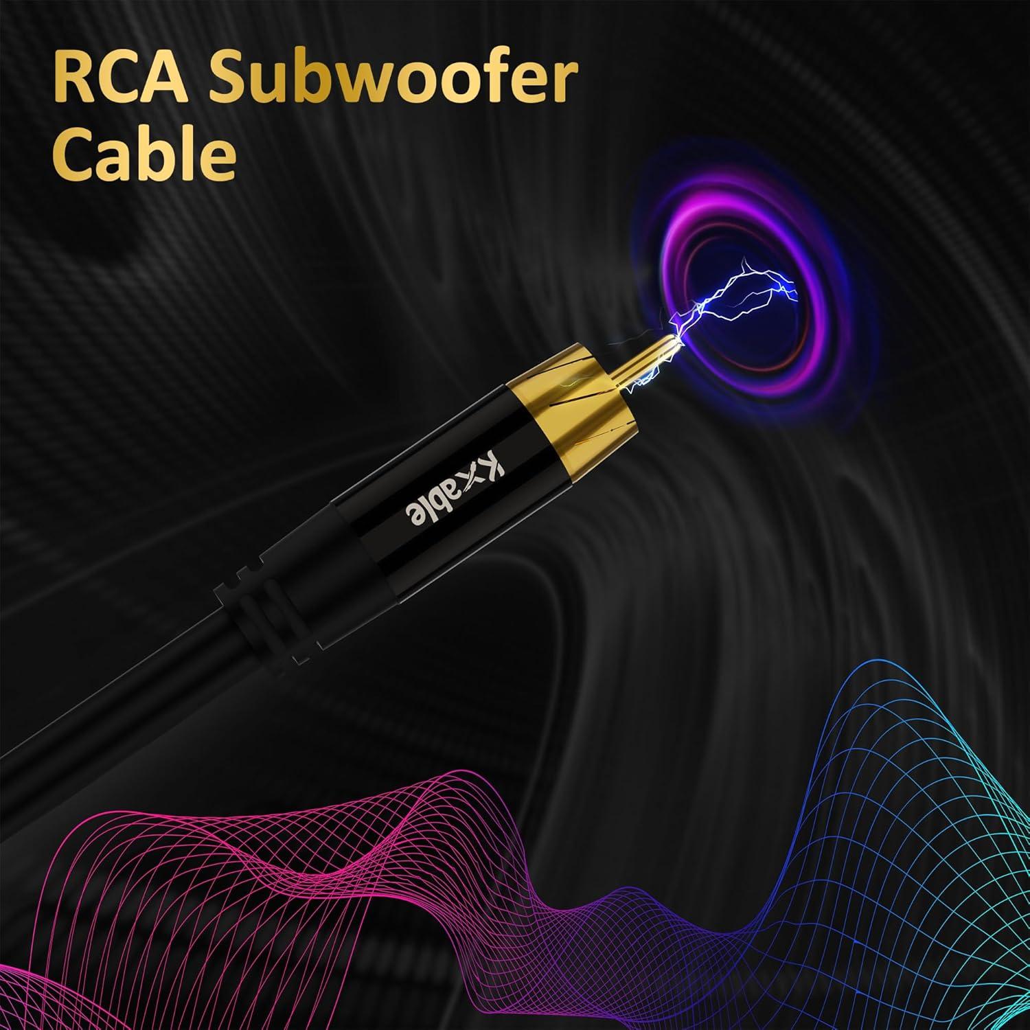 Cable RCA Kxable 7.62m para Subwoofer y Audio Digital