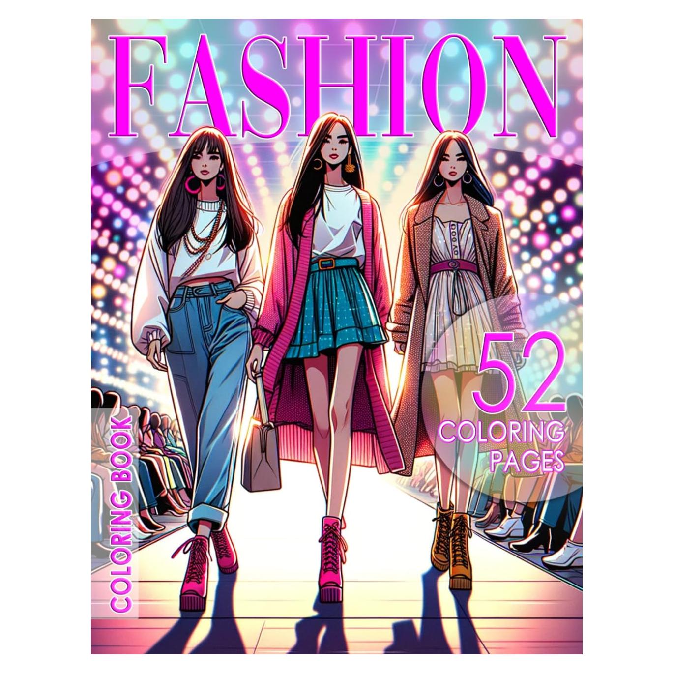 DOJA Books | Libro para Colorear FASHION | 52 Dibujos de Diseños de Moda | para Adolescentes y Adultos | Cuaderno para pintar Diseño Model Fashion | ... con Diferentes Outfits (Spanish Edition)