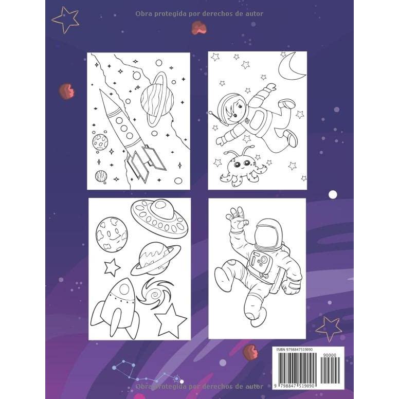 Libro para colorear del espacio para niños de 4 a 8 años: Beautiful Outer Space Coloring with Planets, Astronauts, Space Ships, Rockets For Kids (Spanish Edition)
