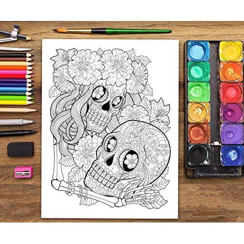 Dia De Los Muertos: Libro De Colorear Para Adultos (Spanish Edition)