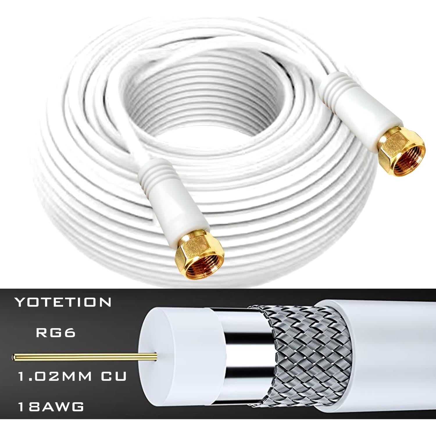 Cable Coaxial RG6 30.48 m Doble Blindado para Internet y TV