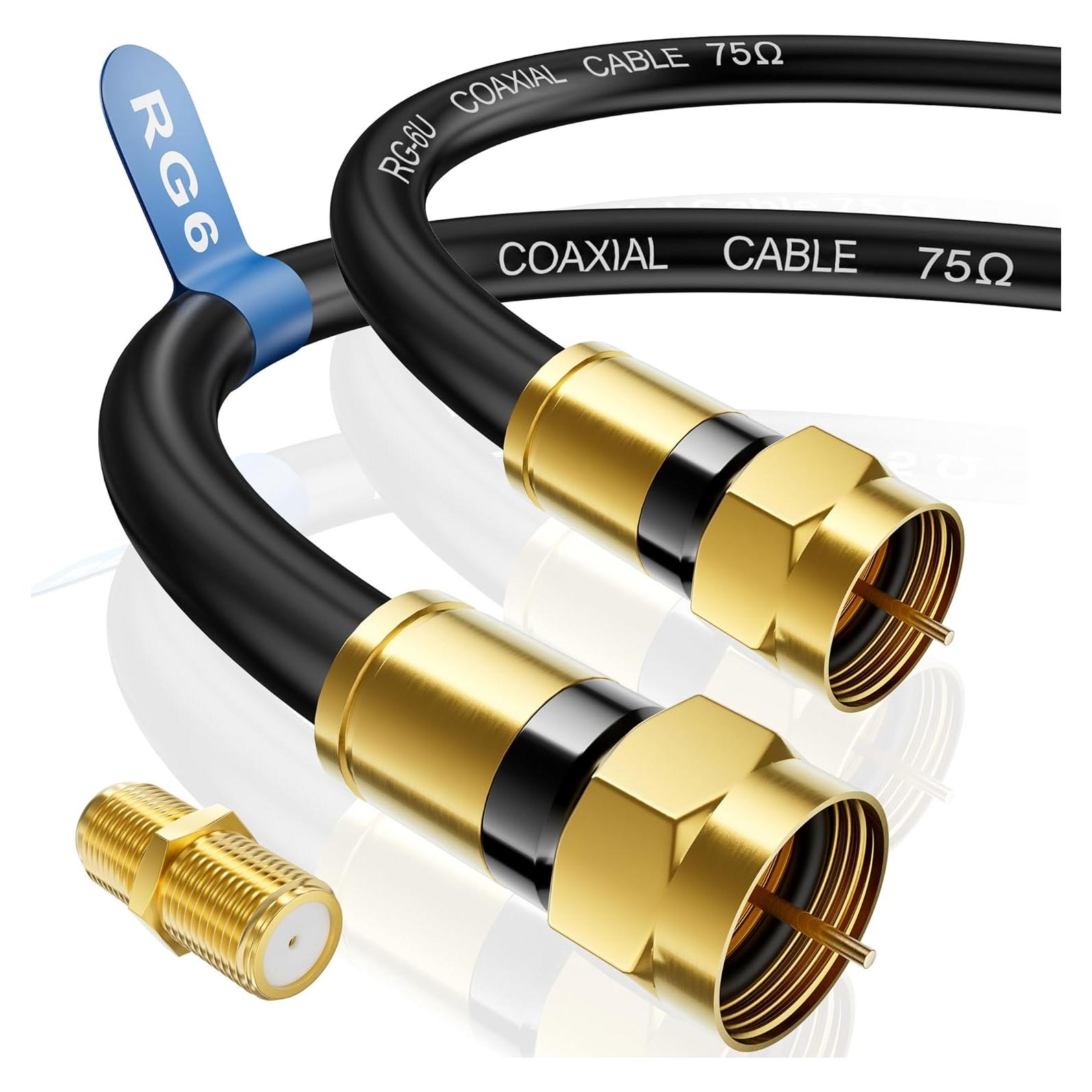 Cable Coaxial RG6 Nixsto 3.05m con Conector F de Oro