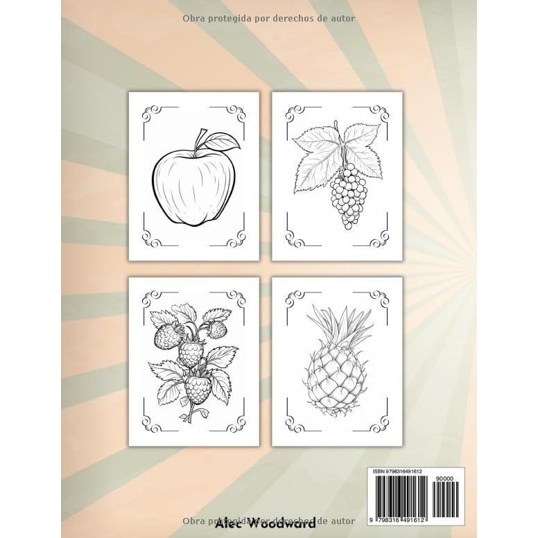 Frutas Libro De Colorear: Ilustraciones Grandes y sencillas para Niños, Adolescentes y Adultos (Spanish Edition)
