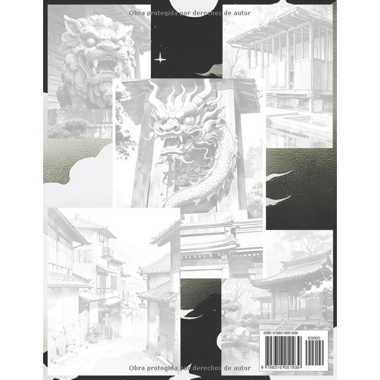 Libro Para Colorear De Arquitectura Japonesa: Páginas Para Colorear De Edificios Icónicos De Japón Santuarios Templos Casas De Té Tejados Barrios ... | Niño Adulto Adolescente (Spanish Edition)