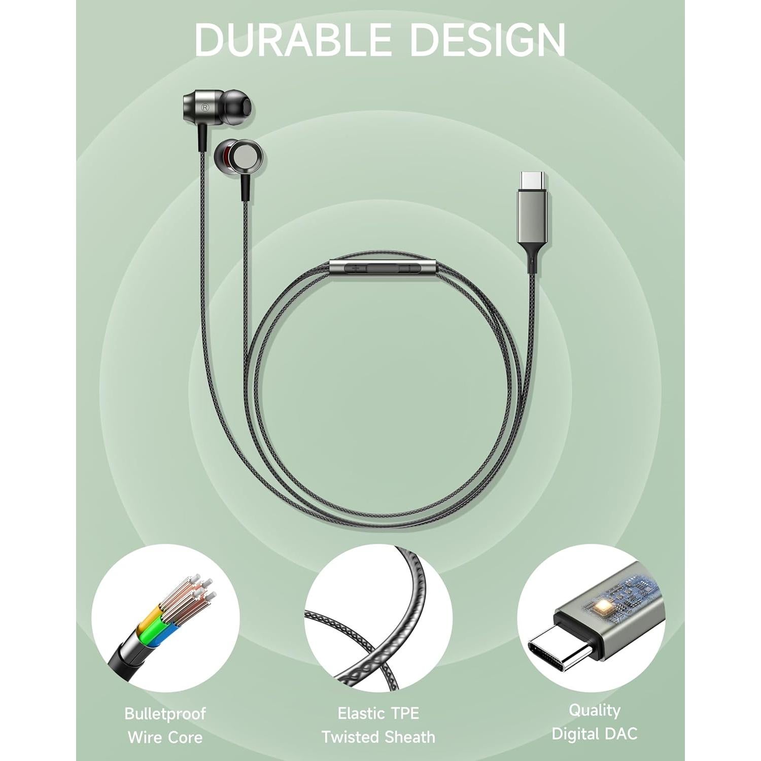 Auriculares USB C Marsno GB04 con micrófono y control de volumen