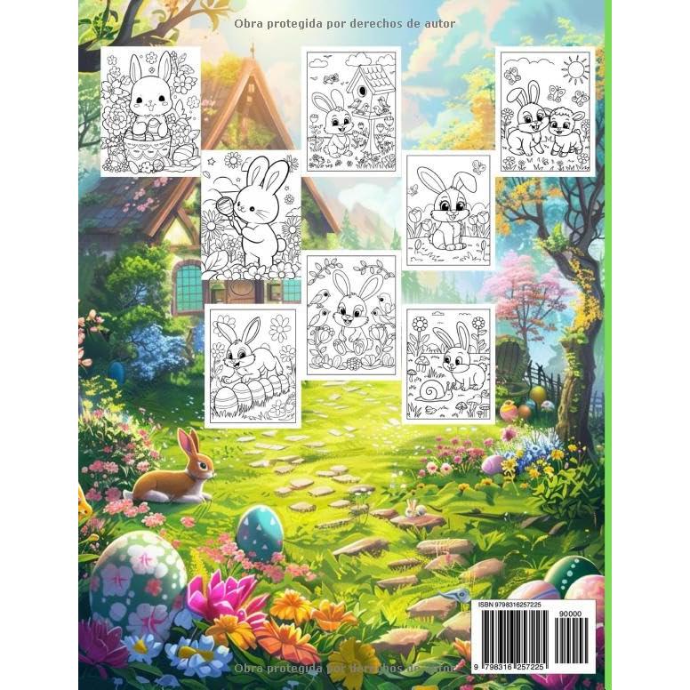 Libro para Colorear de Pascua y Primavera: 50+ ilustraciones divertidas y lindas con ambientes de Pascua para que niños, adolescentes, adultos y ... coloreen y disfruten. (Spanish Edition)