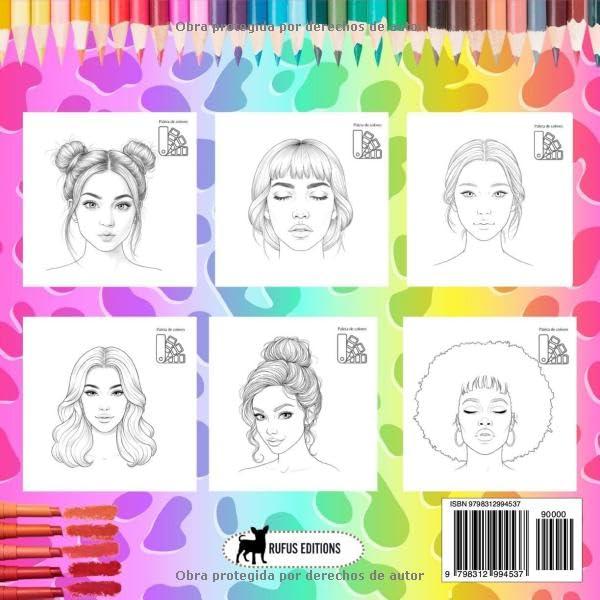 CUADERNO DE MAQUILLAJE PARA COLOREAR - VOLUMEN 2: 50 CARAS PARA COLOREAR, IDEAL PARA NIÑAS Y ADOLESCENTES / LIBRO PARA PRACTICAR MAQUILLAJE CON 50 ... (Libros de colorear) (Spanish Edition)