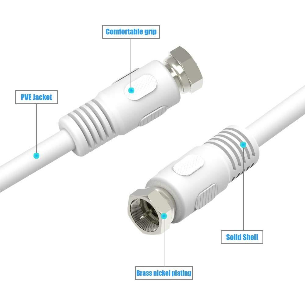 Cable Coaxial RG6 2 Unidades 30.48 cm con Conectores F Macho
