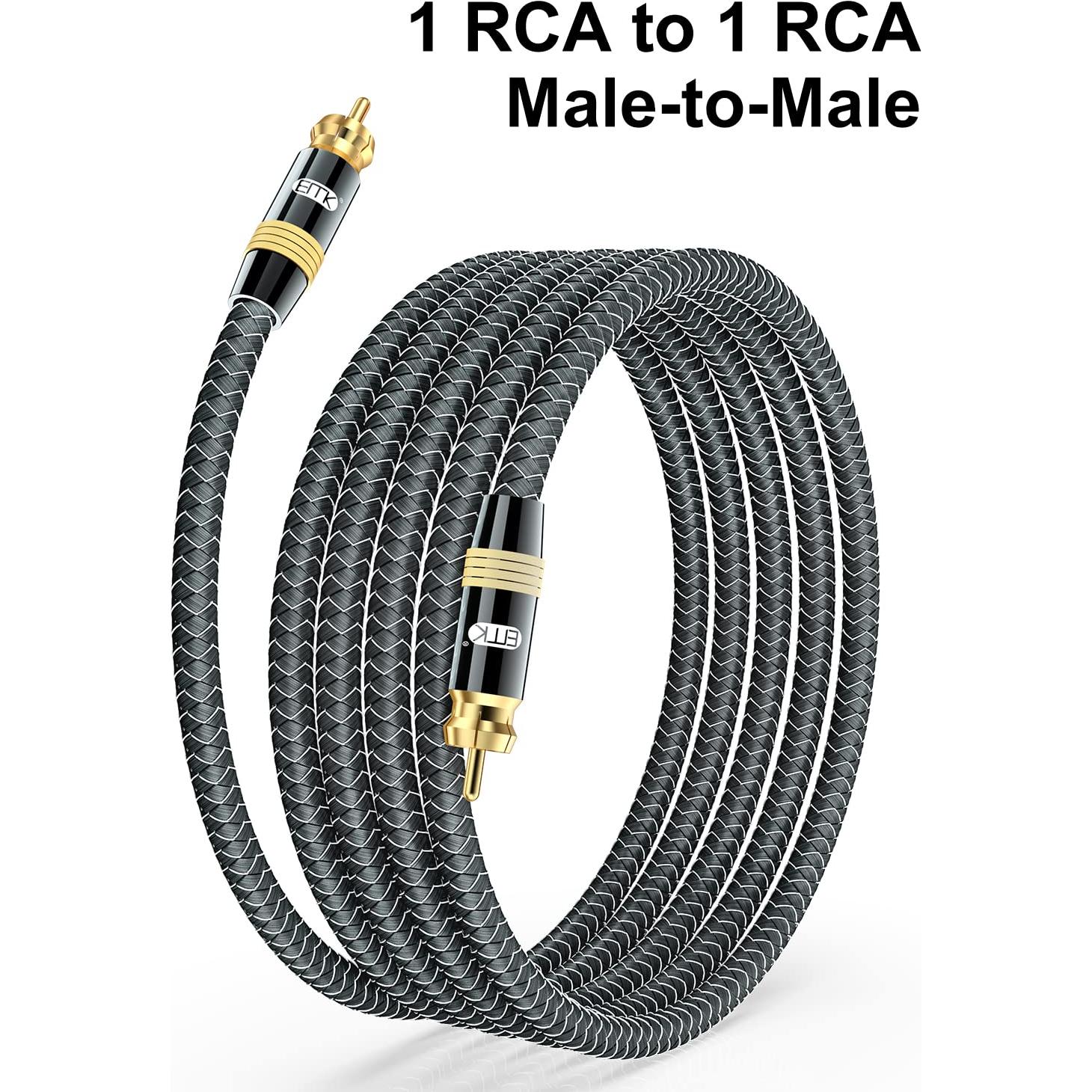 Cable Subwoofer RCA EMK 0.5M Doble Apantallado 24K