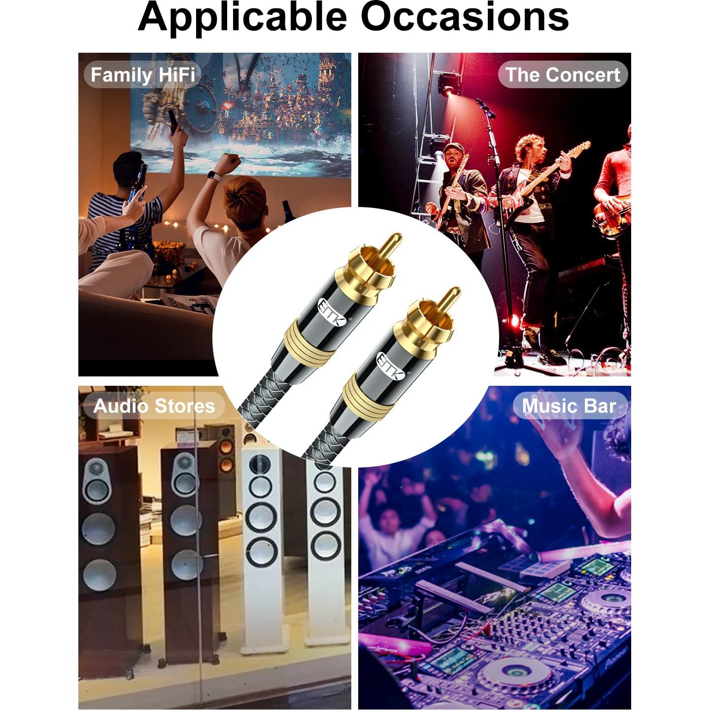 Cable Subwoofer RCA EMK 0.5M Doble Apantallado 24K