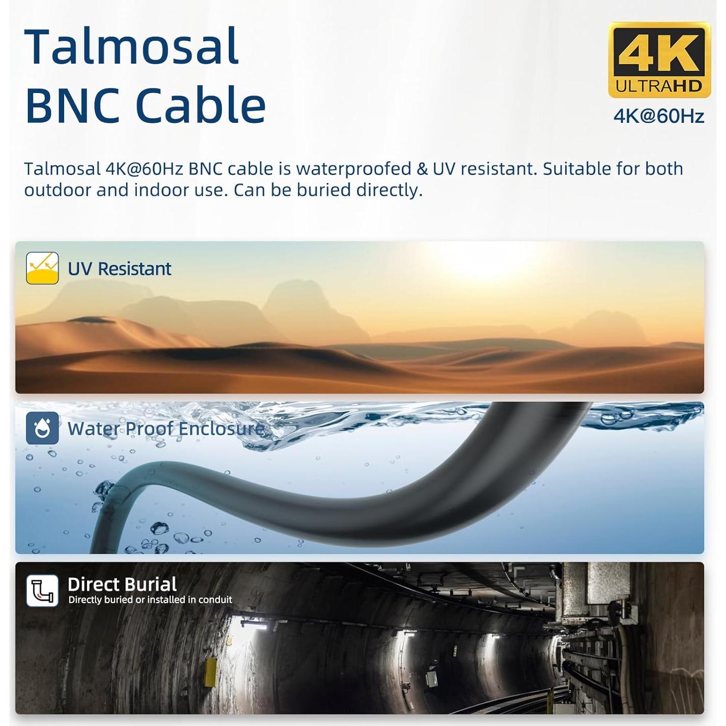 Cable SDI 12G 10 m Talmosal BNC 4K 75 Ohm Coaxial