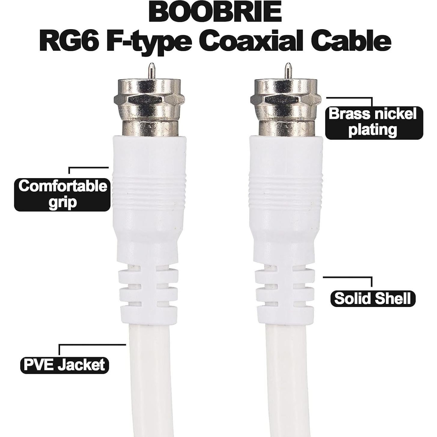 Cable Coaxial RG6 2.00m BOOBRIE Macho a Macho + 2 Conectores