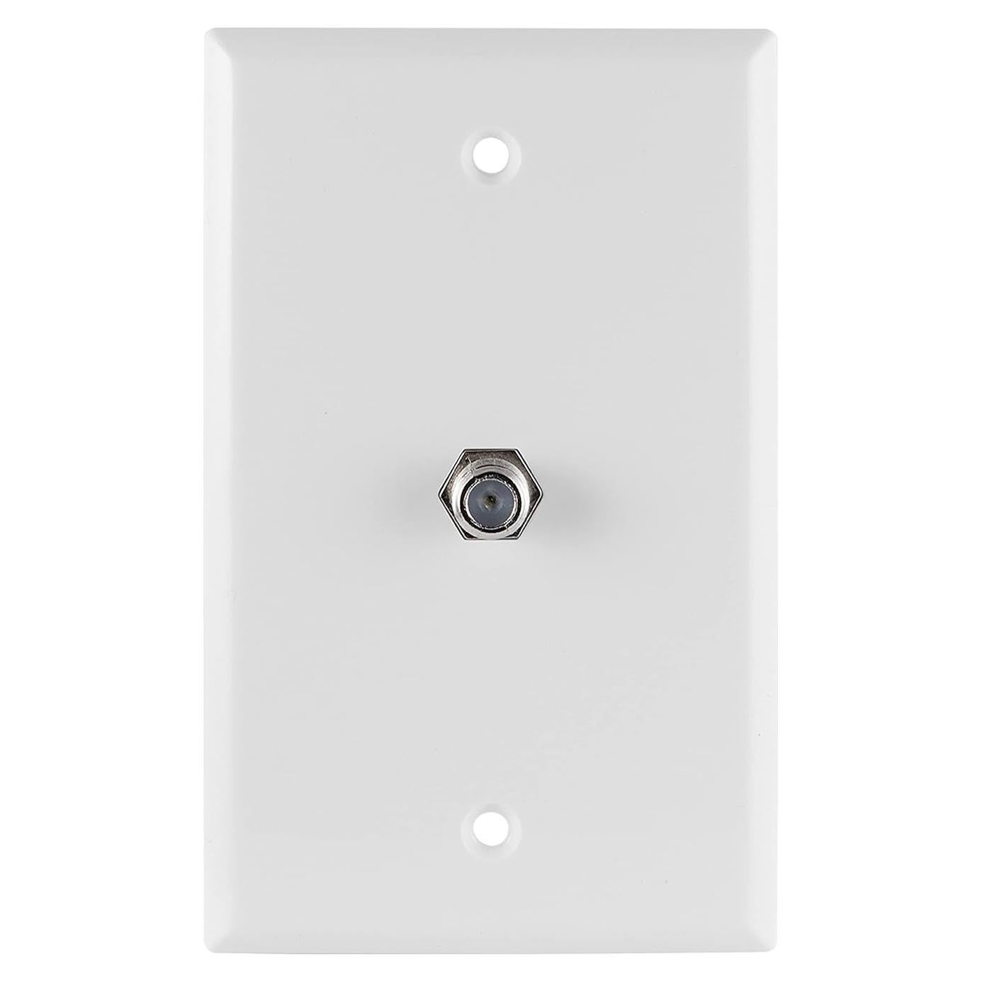 Placa Coaxial GE 1 Puerto Tipo F Montada en Pared Blanca