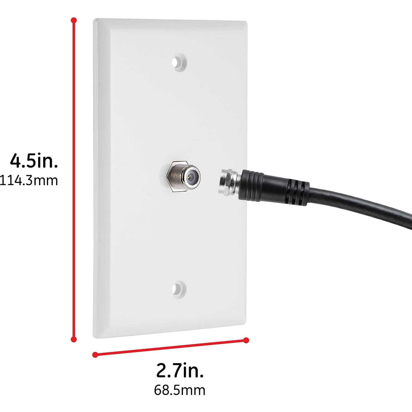 Placa Coaxial GE 1 Puerto Tipo F Montada en Pared Blanca