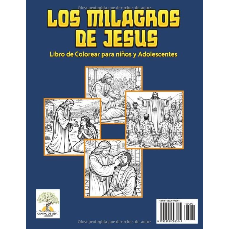 LOS MILAGROS DE JESUS: Libro de Colorear para Niños y Adolescentes (Spanish Edition)