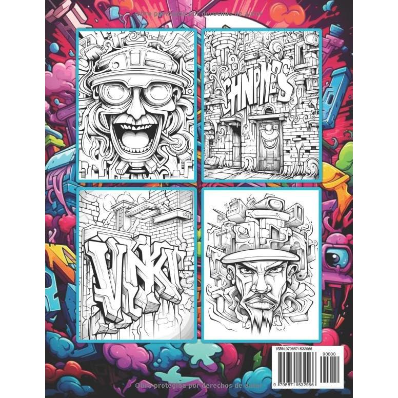 Graffiti Libro de Colorear: 50 Páginas para Colorear Con Graffiti Arte Callejero para Adolescentes y Adultos para Aliviar el Estrés y Relajarse (Spanish Edition)