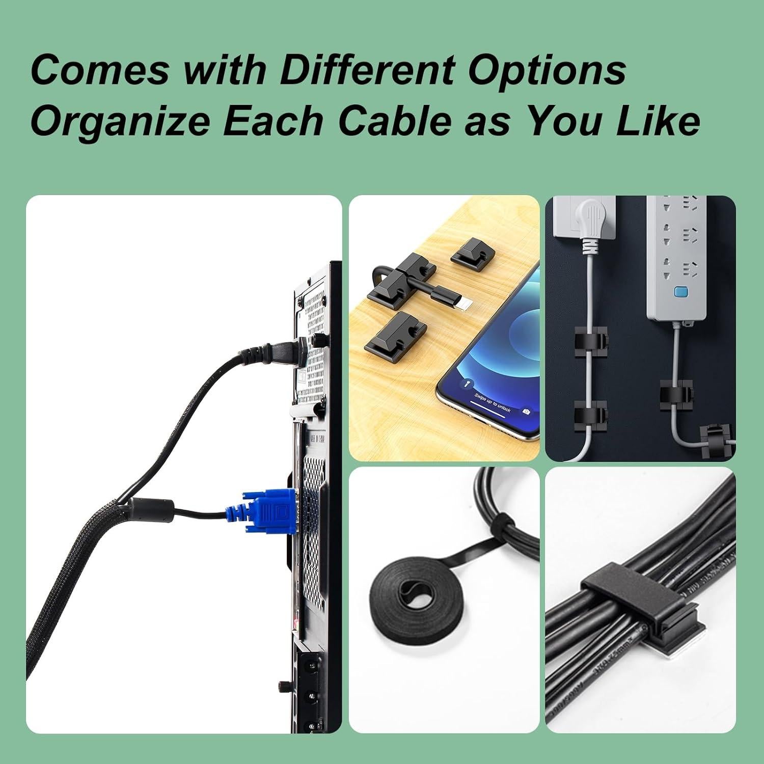 OneLeaf Kit de Gestión de Cables 183 Piezas Organizador