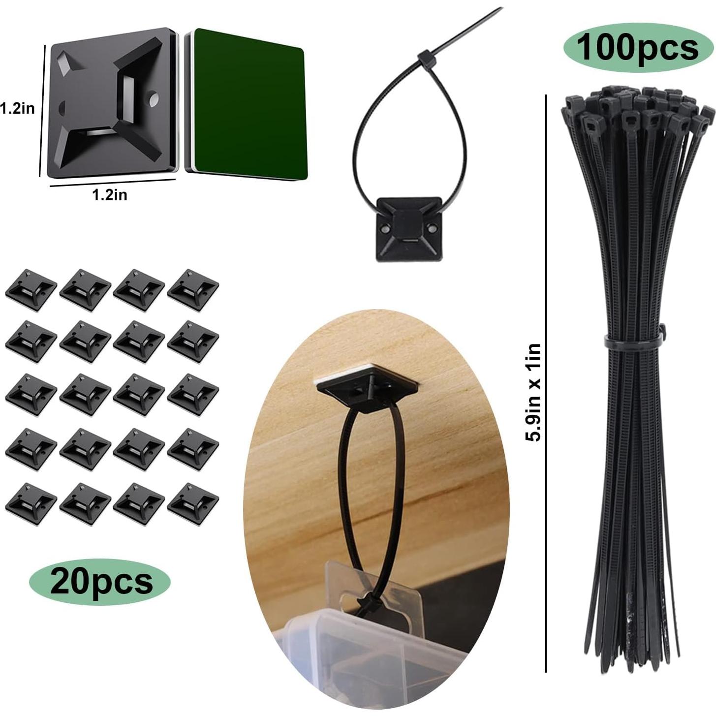 OneLeaf Kit de Gestión de Cables 183 Piezas Organizador