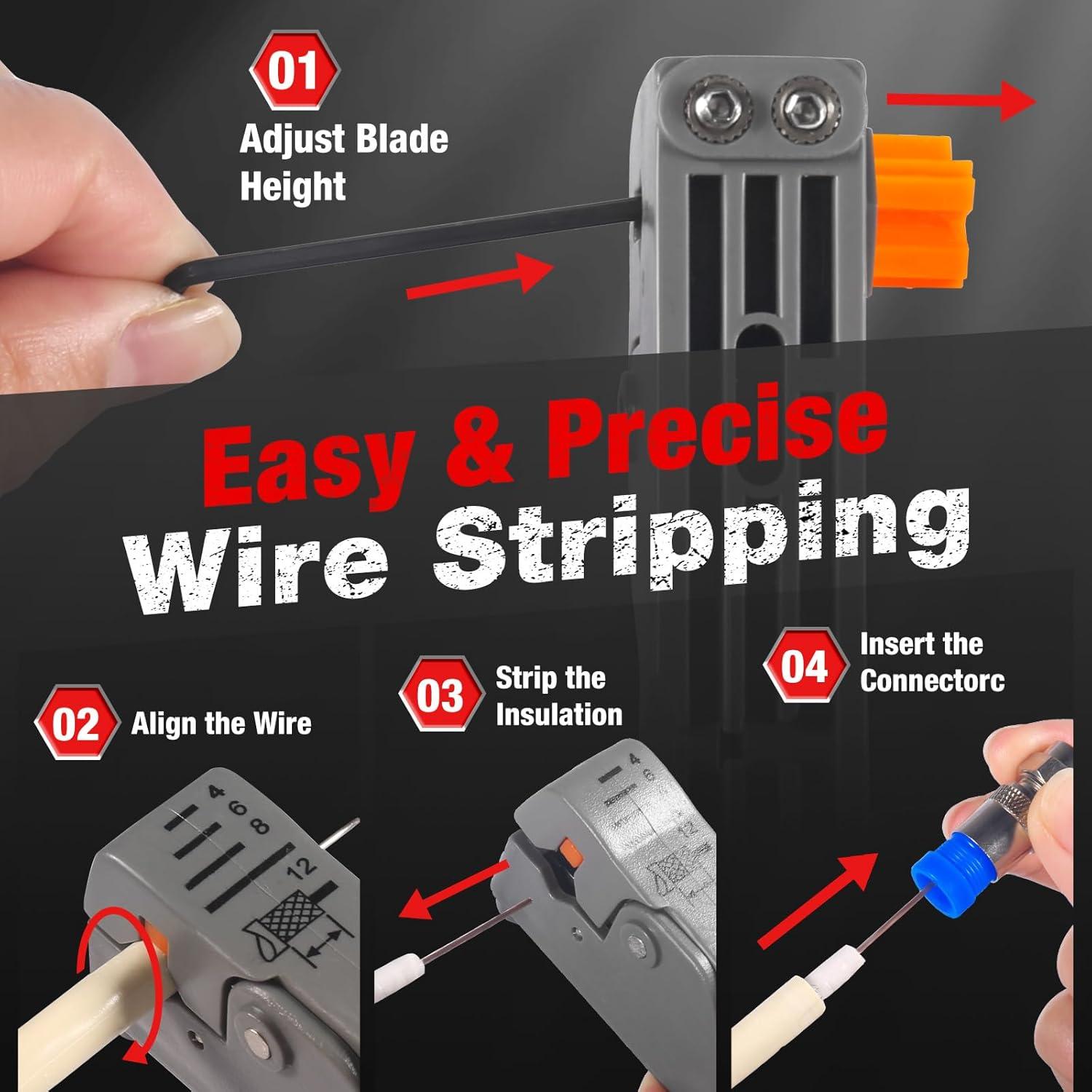 Crimpadora Coaxial ELenest RG59 RG6 con Pelacables y Conectores