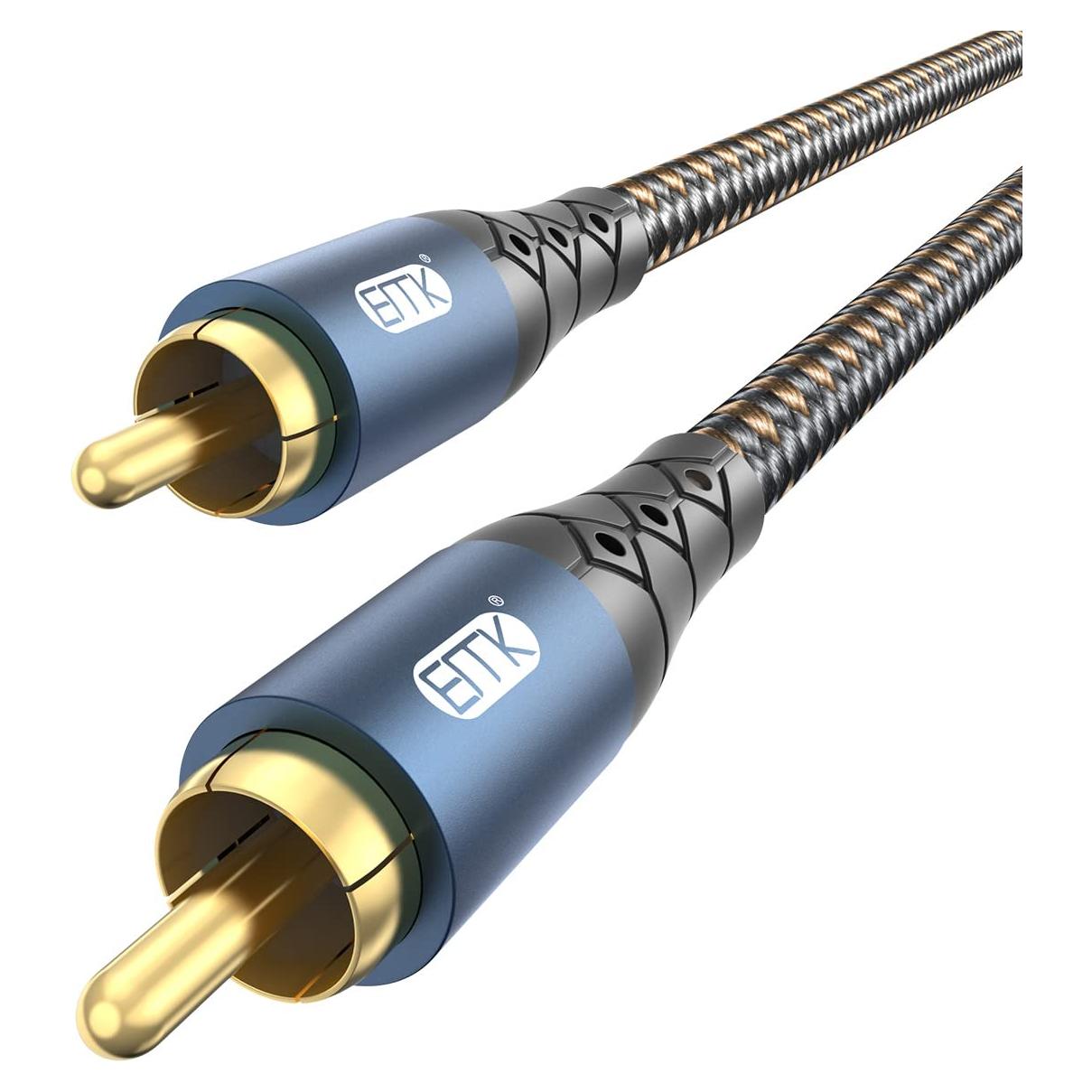 Cable de Subwoofer RCA a RCA EMK 2m Doble Blindado 24K