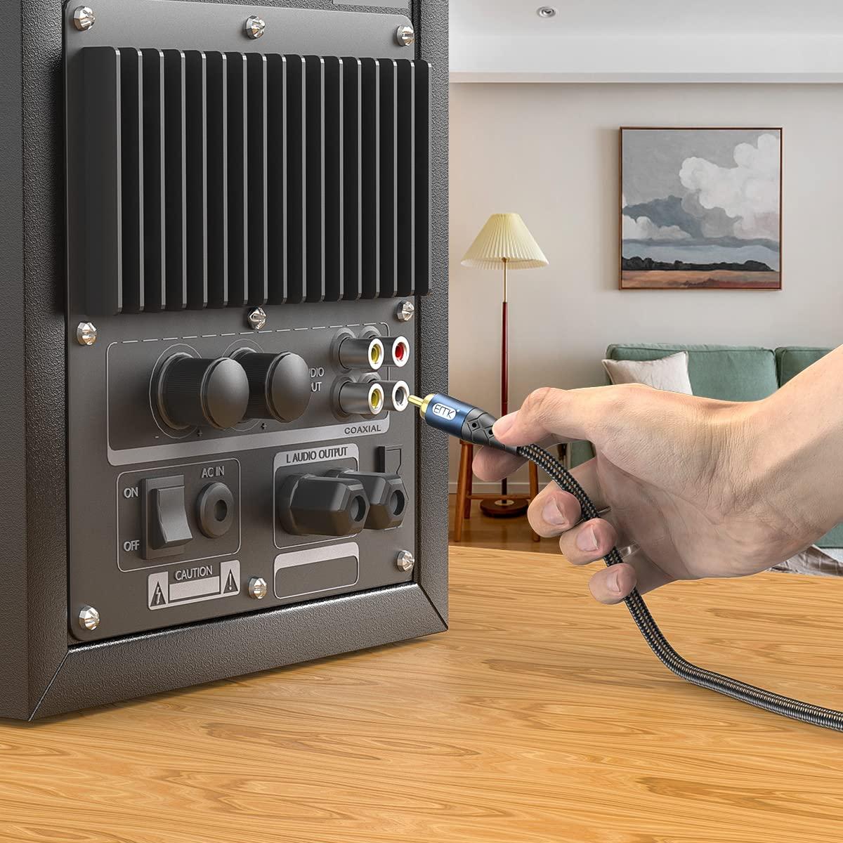 Cable de Subwoofer RCA a RCA EMK 2m Doble Blindado 24K