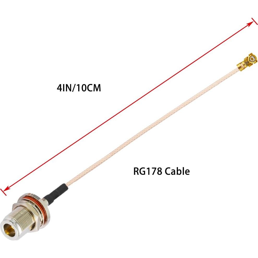 2 Cables Coaxiales U.F.L1 a N Tipo Hembra 10cm RG178