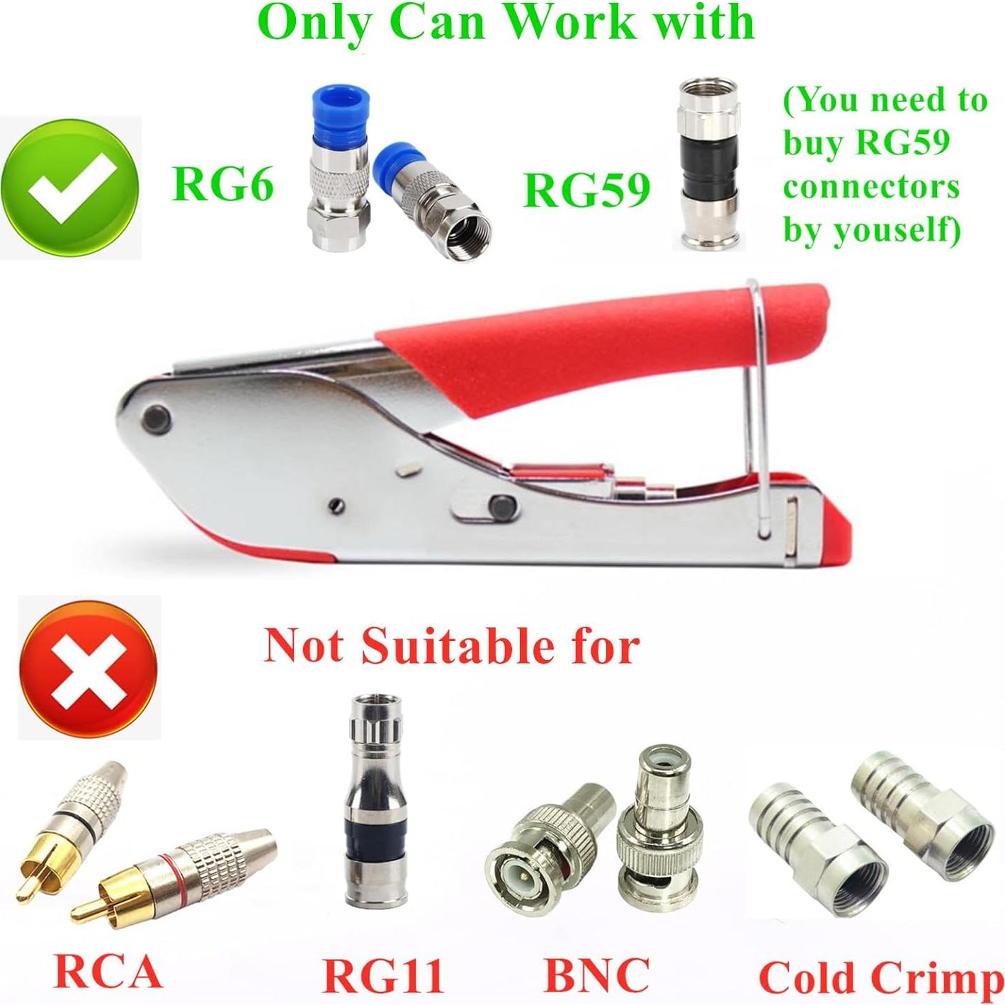 Kit de Crimpado de Cable Coaxial Gaobige RG6 RG59 10 Conectores