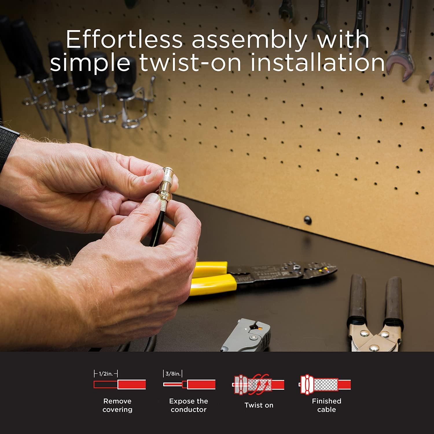 Conectores Coaxiales F-Type Twist-On UltraPro RG6 - Paquete de 4