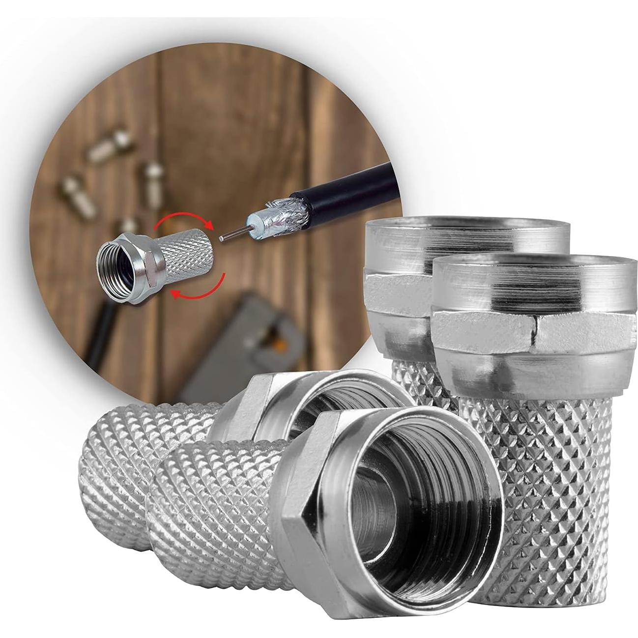 Conectores Coaxiales F-Type Twist-On UltraPro RG6 - Paquete de 4