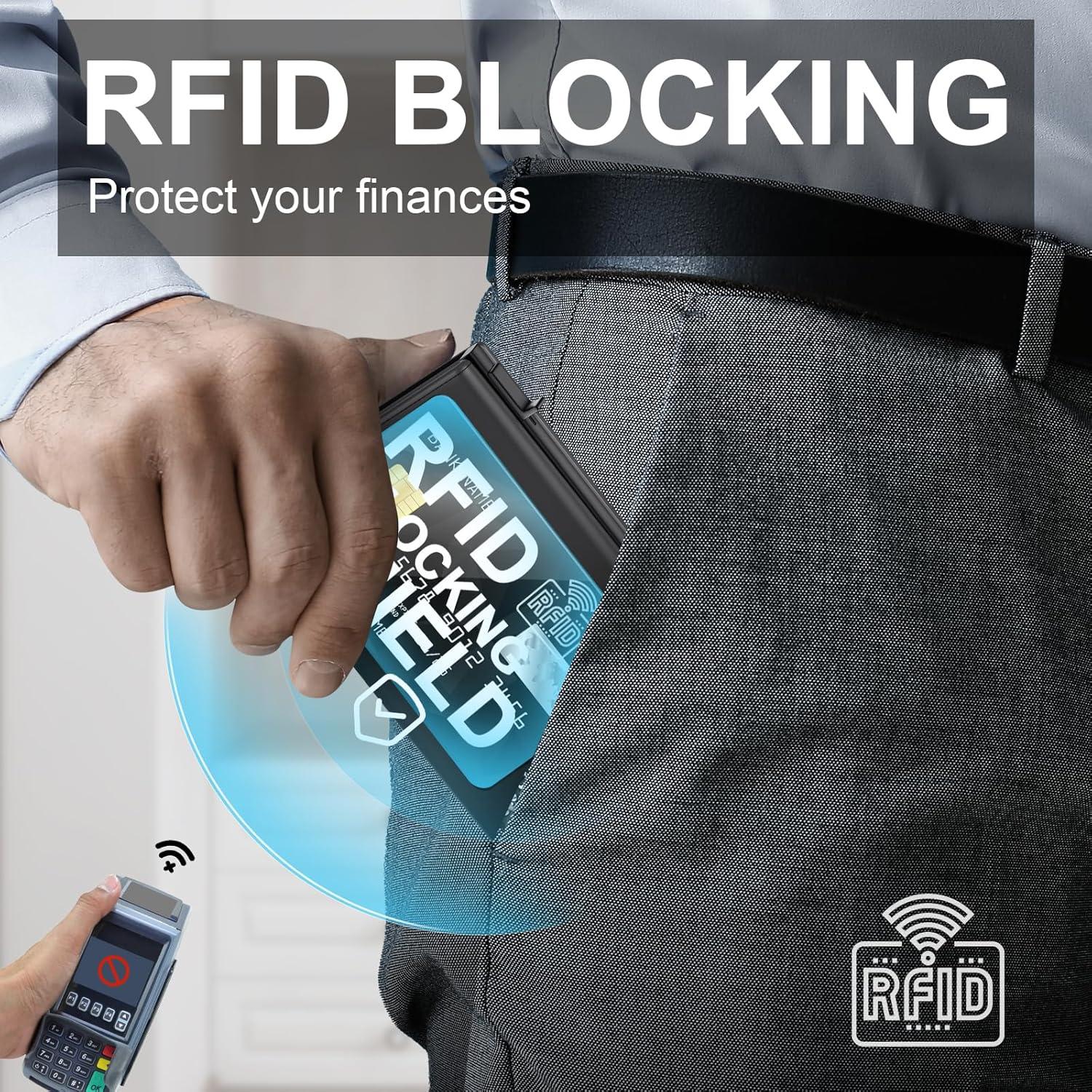 Cartera Inteligente GAOCHALE Minimalista RFID Negro 10-14 Tarjetas