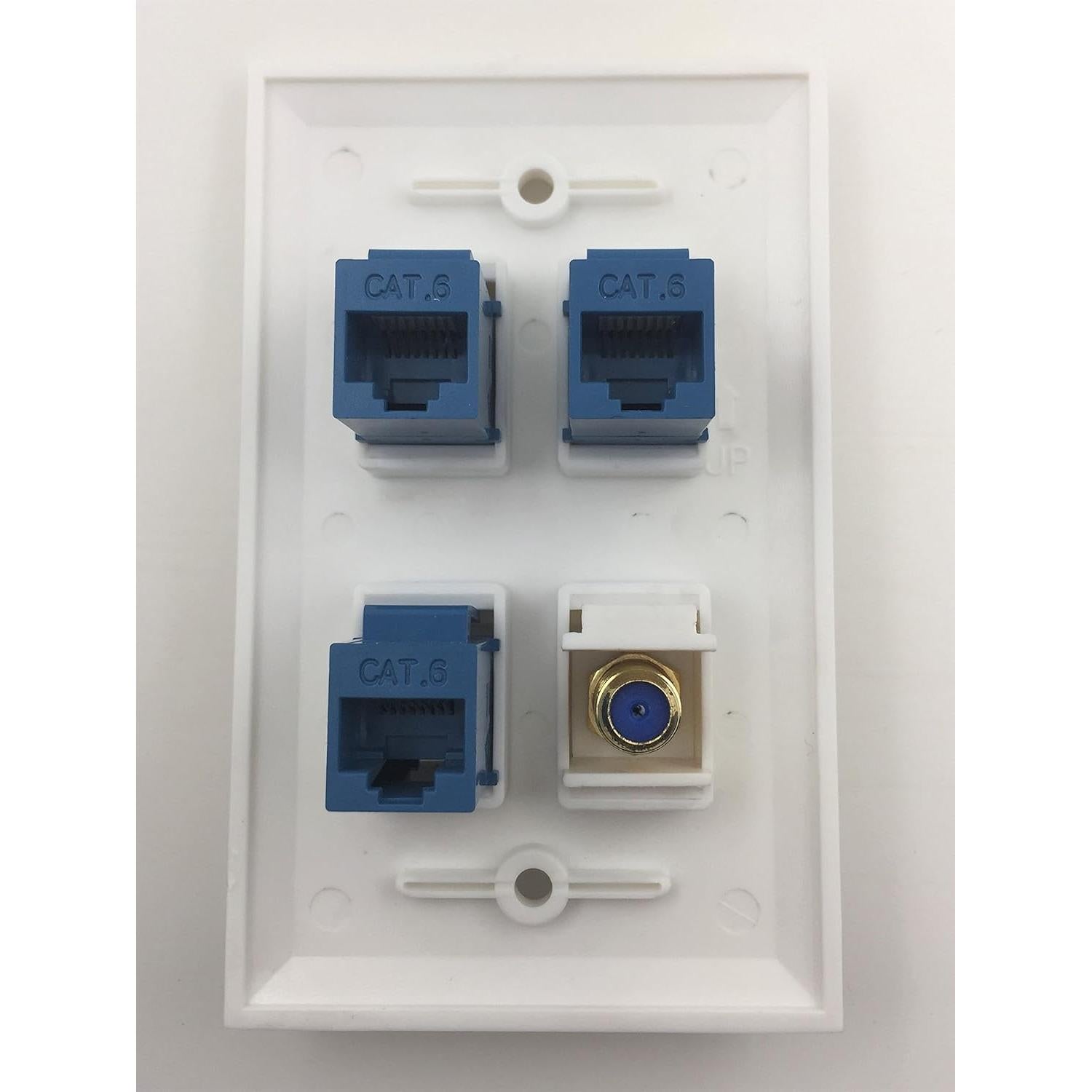 Placa de Pared IBL con 3 Puertos Ethernet Cat6 y Coaxial