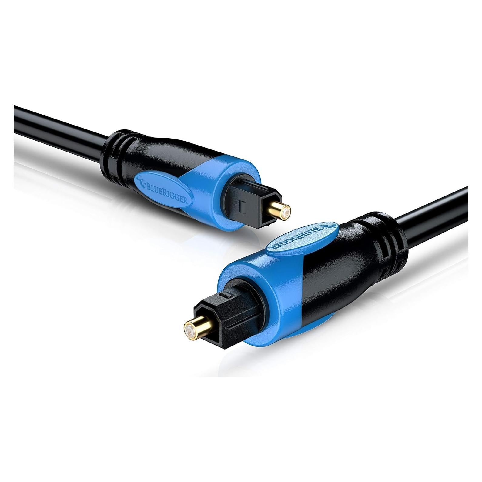 Cable de Audio Óptico Digital Toslink BlueRigger 15.24m - Baño de Oro 24K