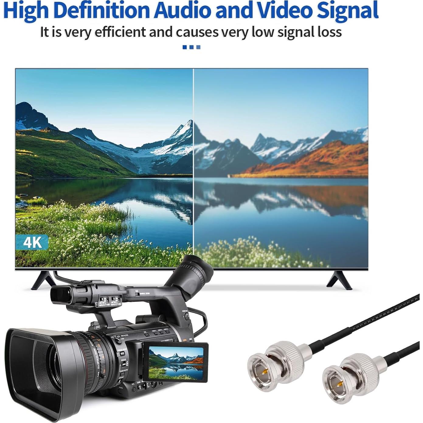 Cable SDI Yuslao 3M BNC Macho 75 Ohm RG179 para Video 4K