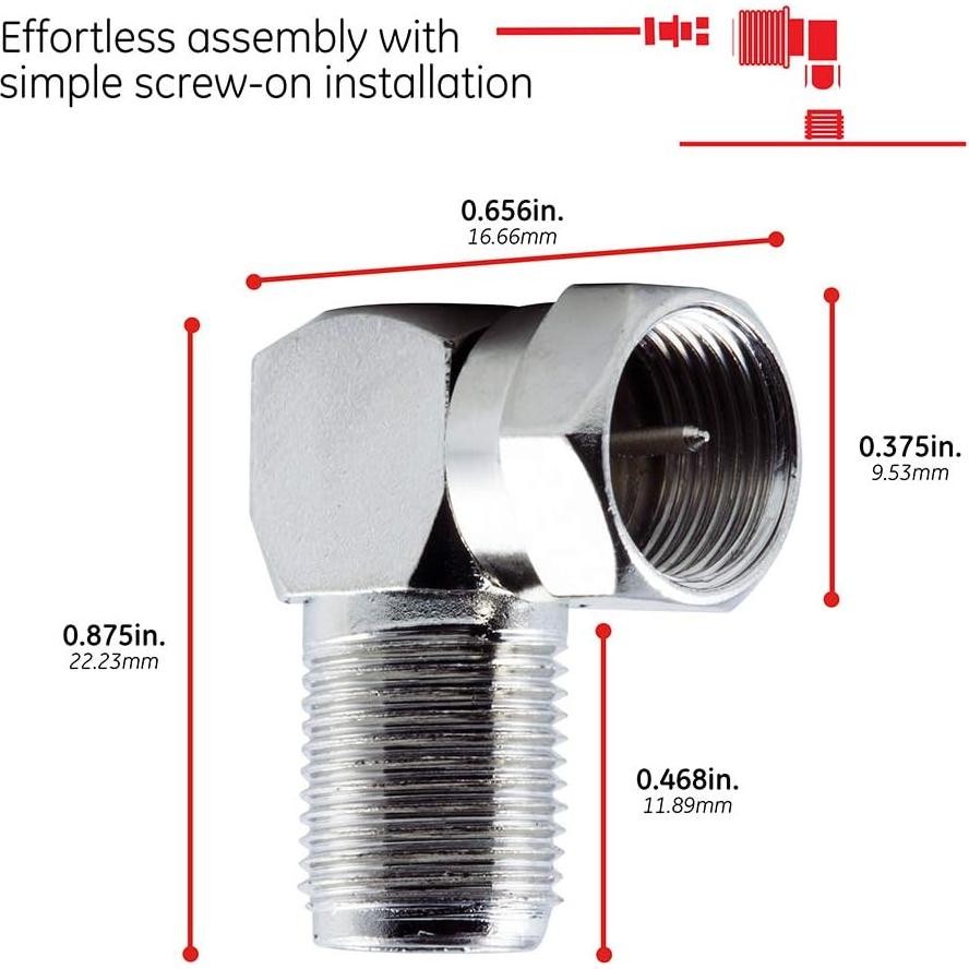 Adaptador Coaxial F tipo Ángulo Recto GE 90° RG59 RG6
