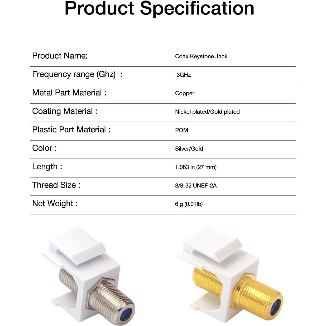 Conectores Coaxiales Hembrados VCE 20 Unidades 3GHz RG6