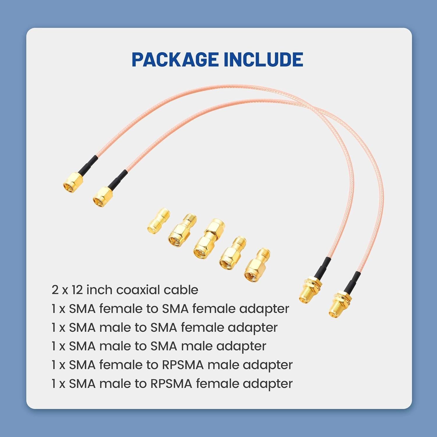 Cable Coaxial RG316 30cm SMA Macho a Hembra Anina + 5 Adaptadores