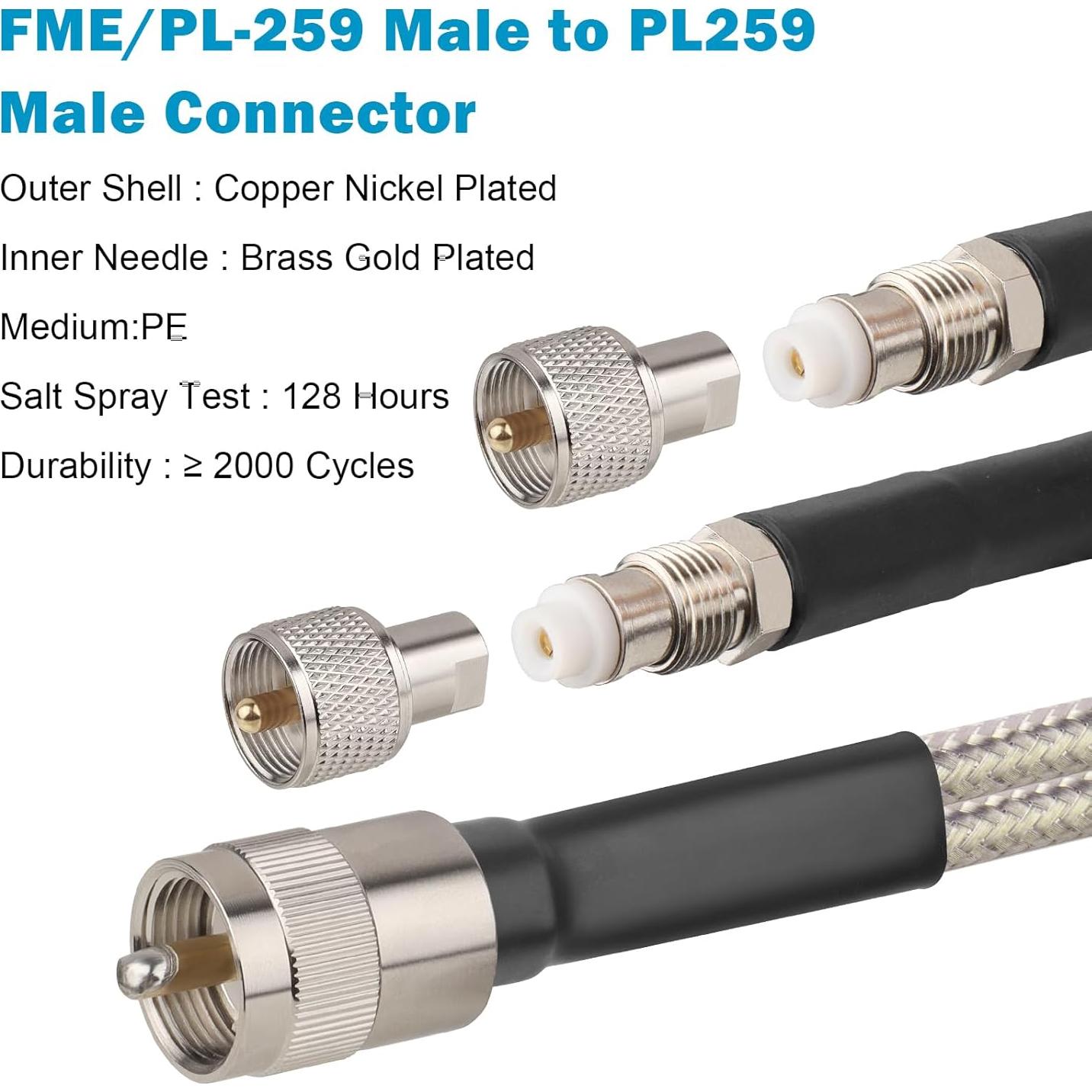Cable Coaxial RG8X Doble CB 5.49M con Conectores PL-259 y FME