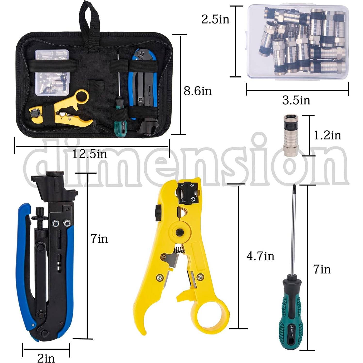 Kit de Crimpadora de Cable Coaxial AZUNYYDS con 20 Conectores F