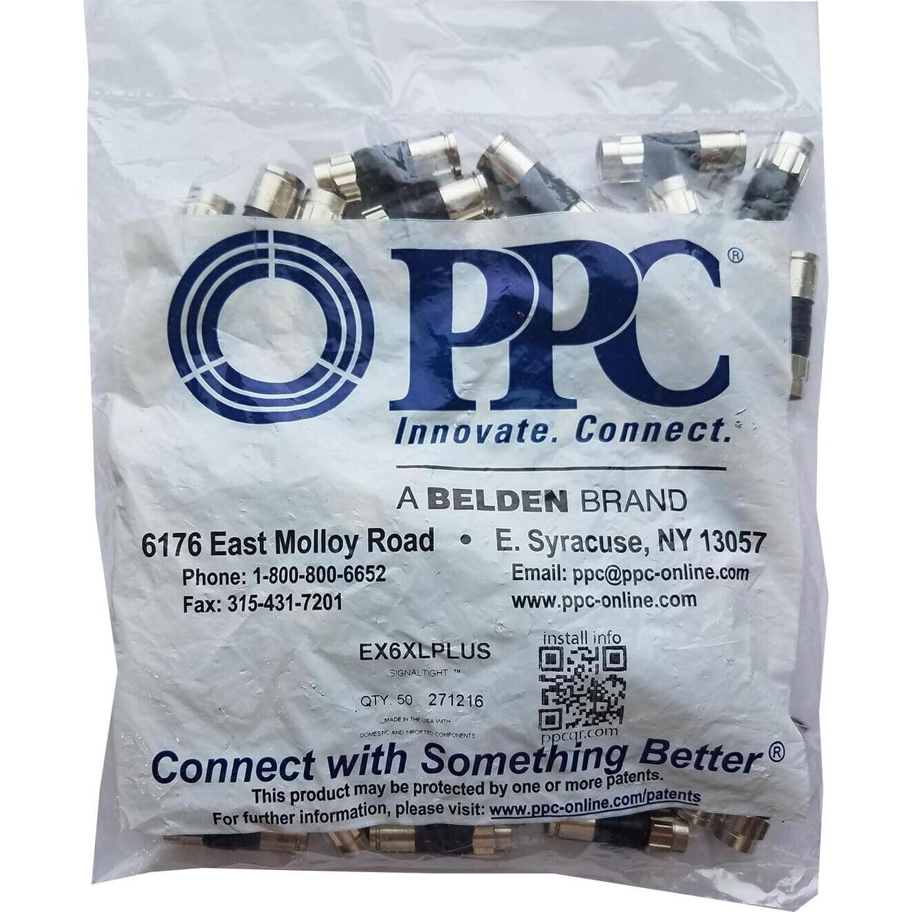 Conectores de Compresión PPC EX6XL para Coaxial - 50 Piezas