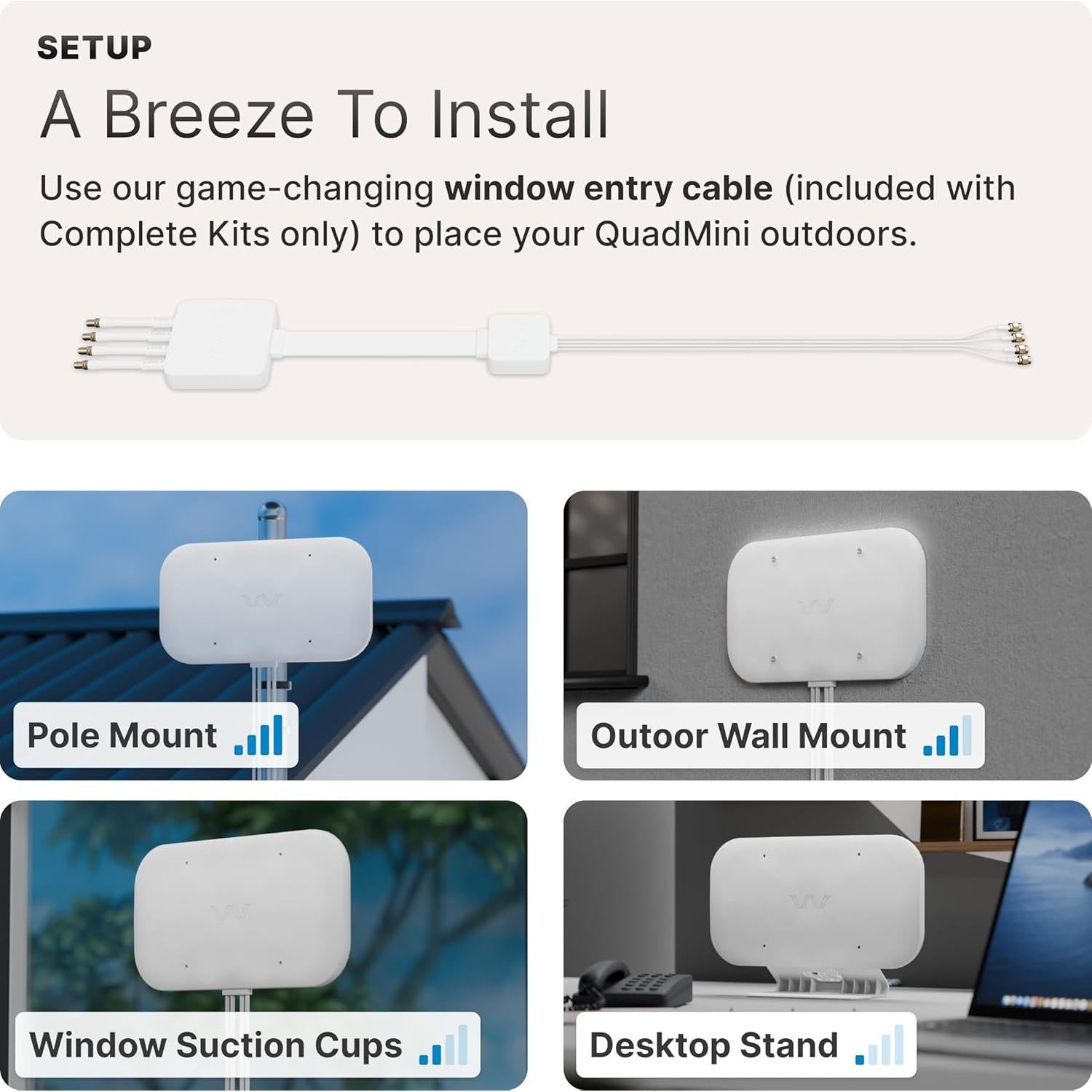 Antena Externa Waveform QuadMini 4x4 MIMO 5G - Kit Completo