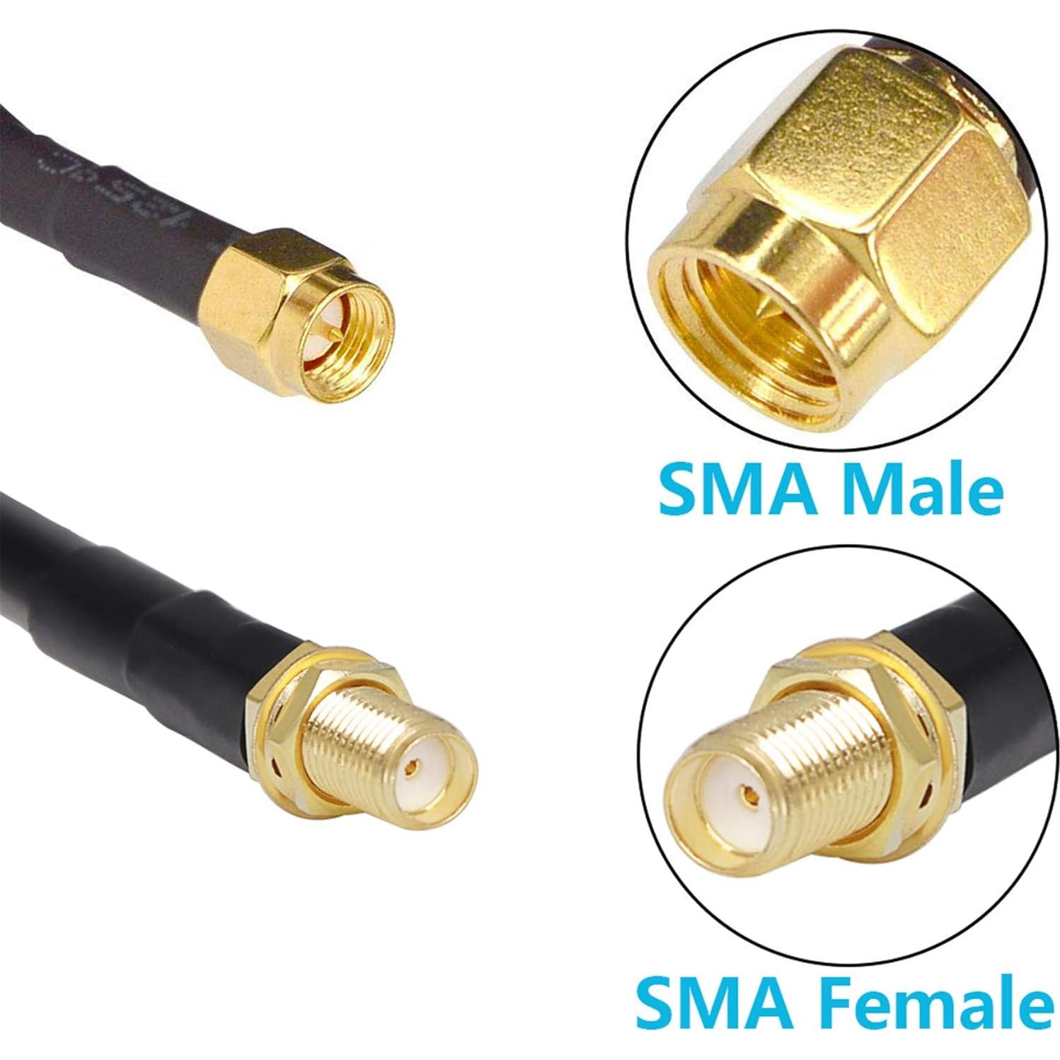 Cable coaxial GEMEK SMA macho a hembra 10 pies (3m) 50 Ohm