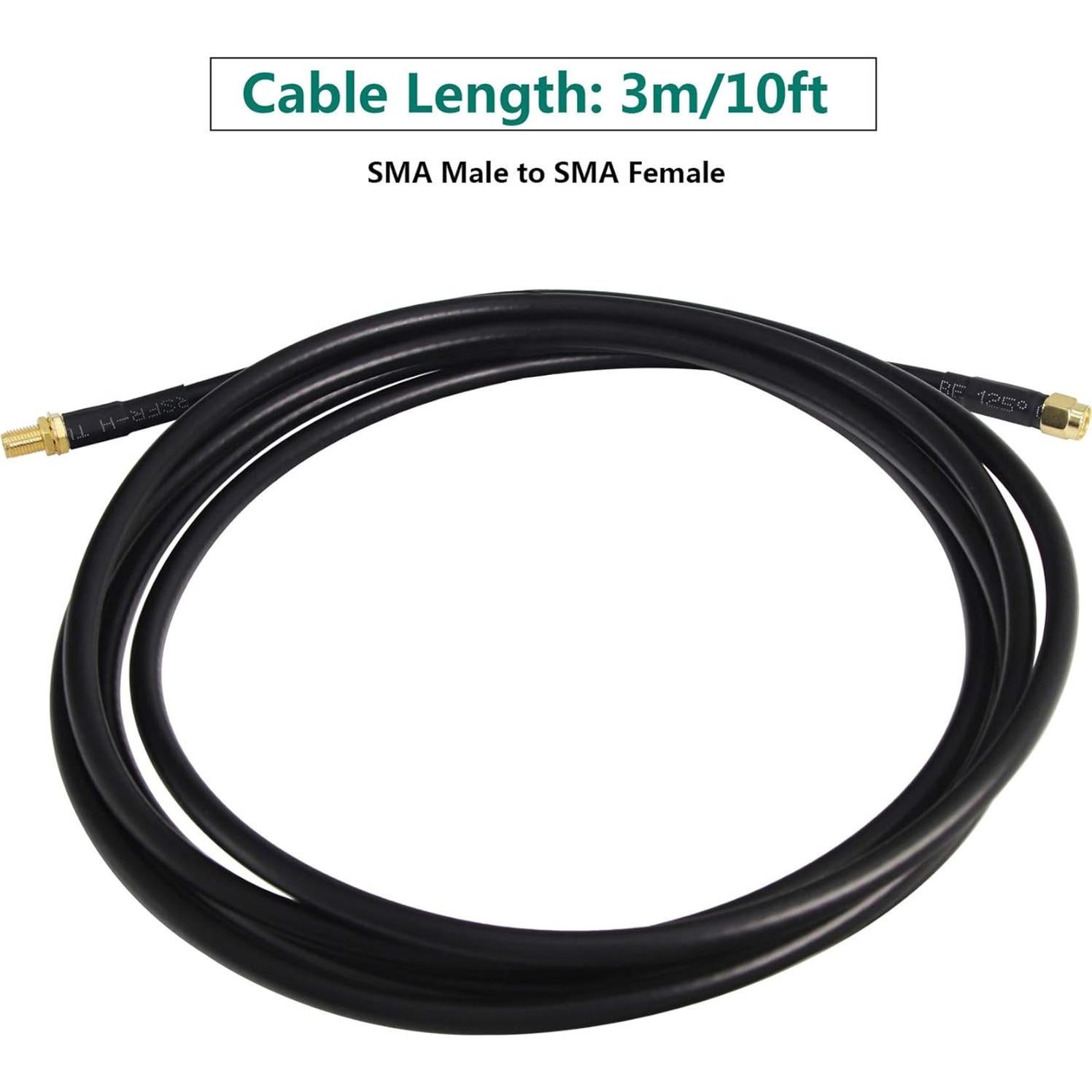 Cable coaxial GEMEK SMA macho a hembra 10 pies (3m) 50 Ohm