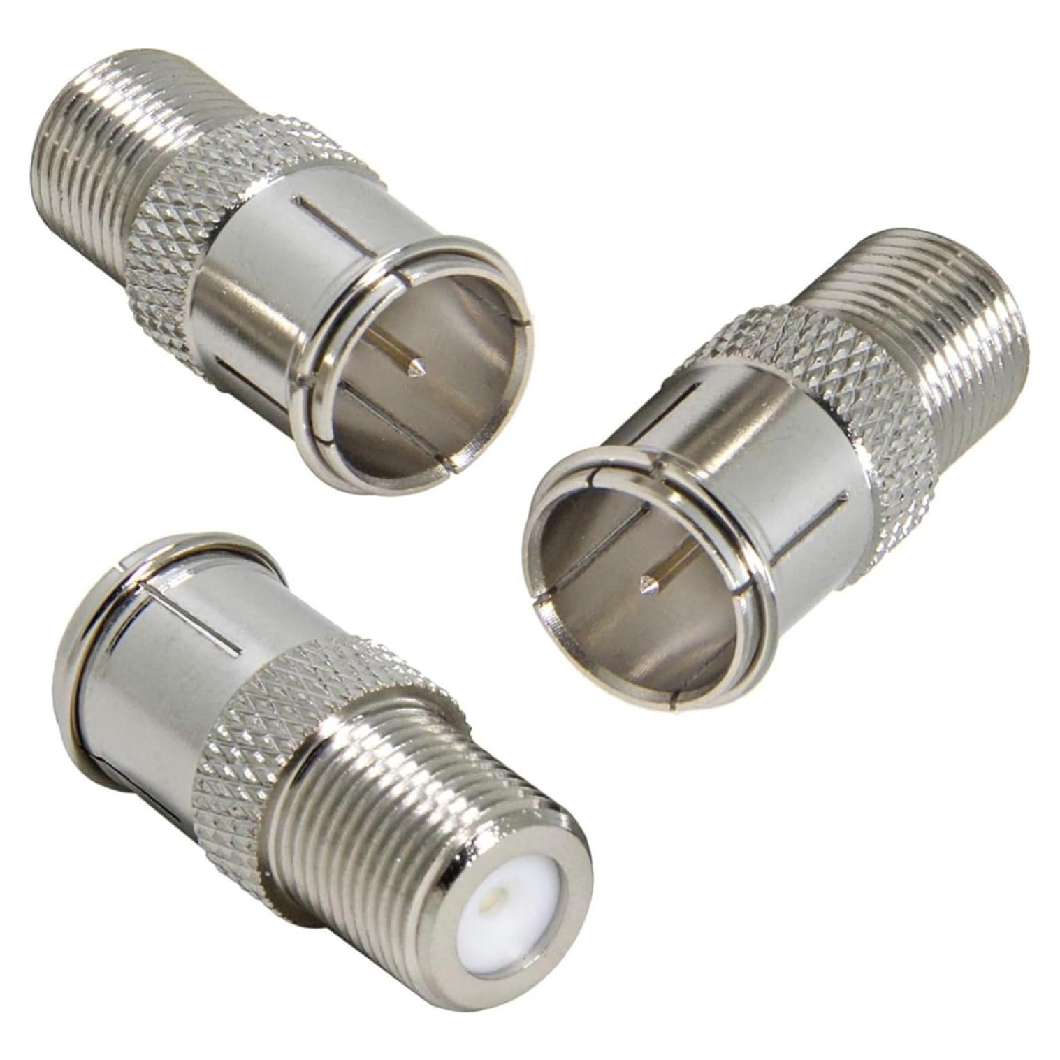 Conector Coaxial F Macho a Hembra ZYU 3 Paquetes RG6 Niquelado