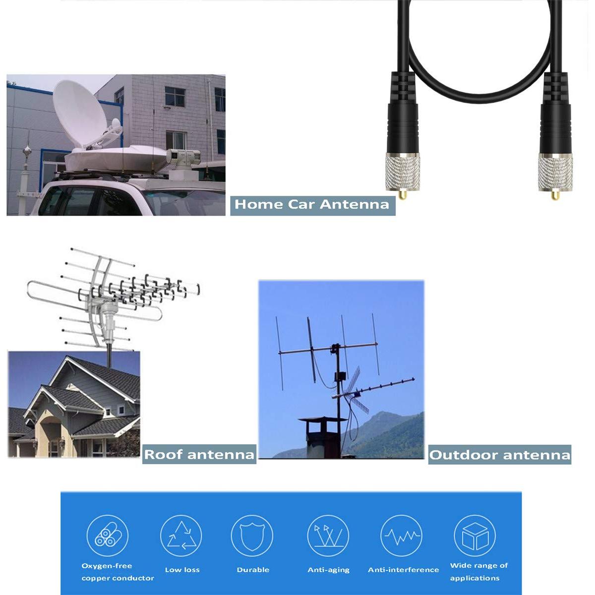 Cable Coaxial RG8X 0.61m UHF PL-259 RFAdapter Pérdida Baja
