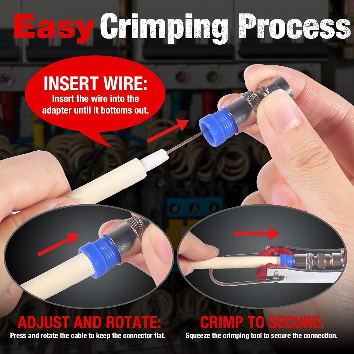 Crimpadora de Cable Coaxial ELenest RG59 RG6 3-en-1 Kit Completo