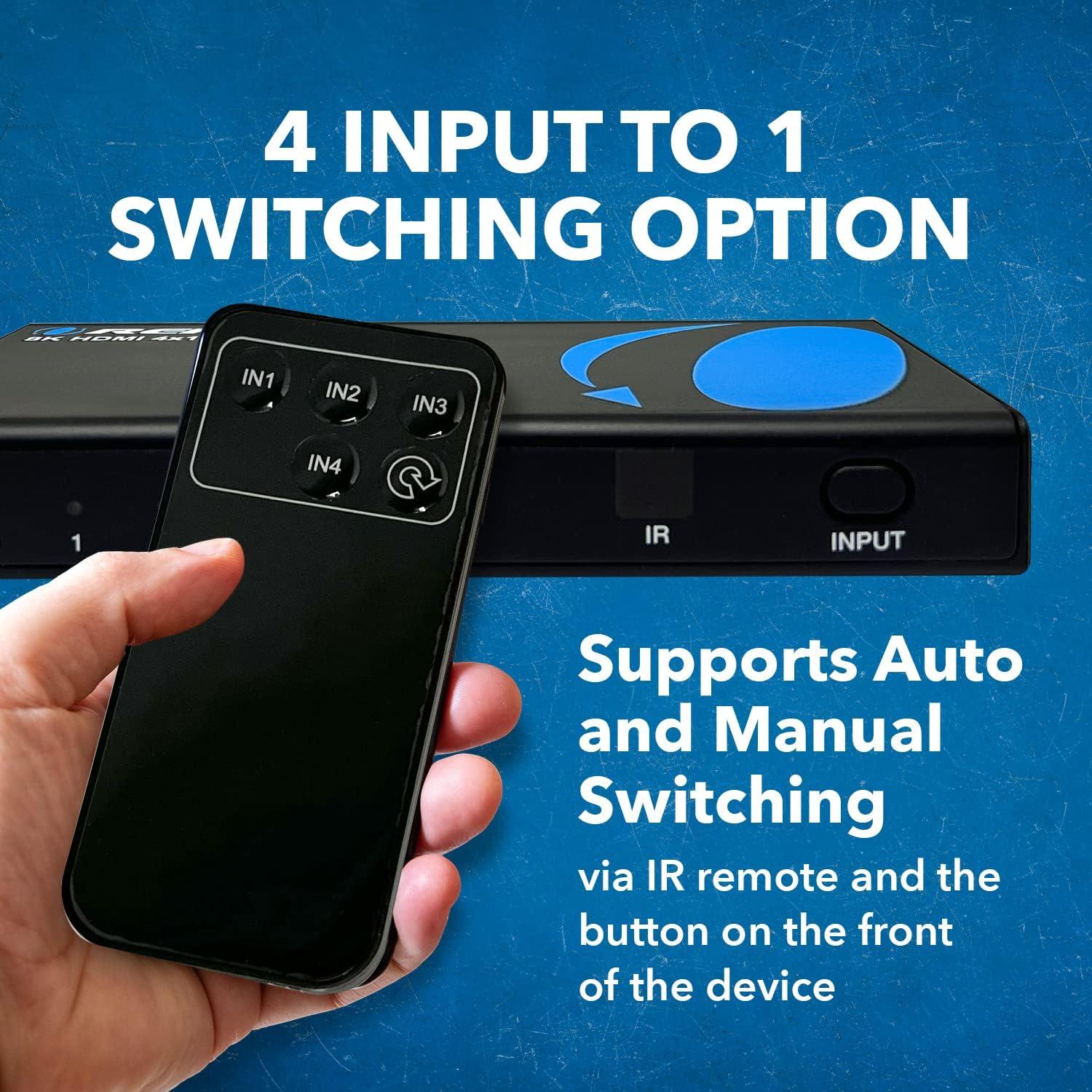 Interruptor HDMI 8K 4x1 OREI BK-401 48Gbps 4K@120Hz