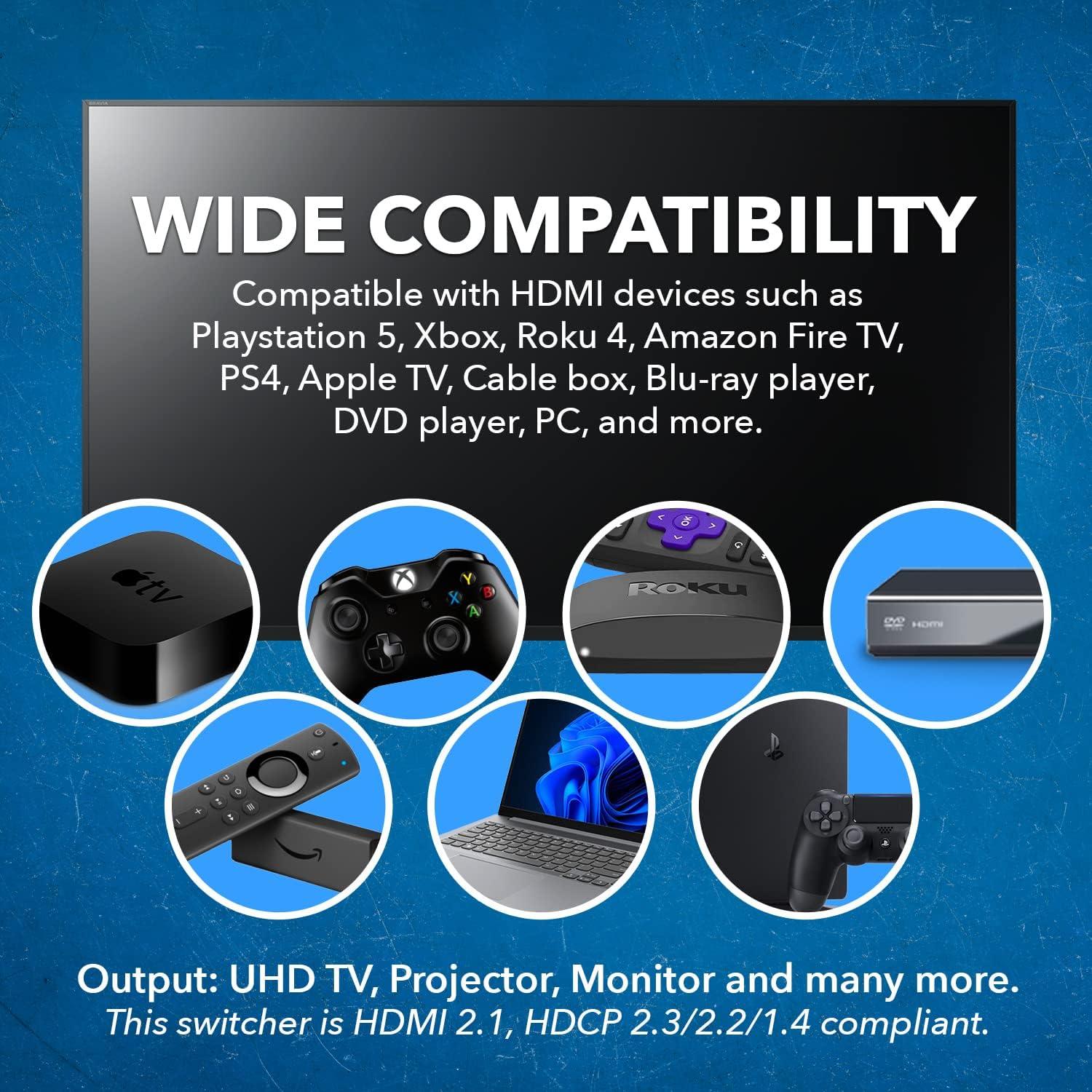 Interruptor HDMI 8K 4x1 OREI BK-401 48Gbps 4K@120Hz