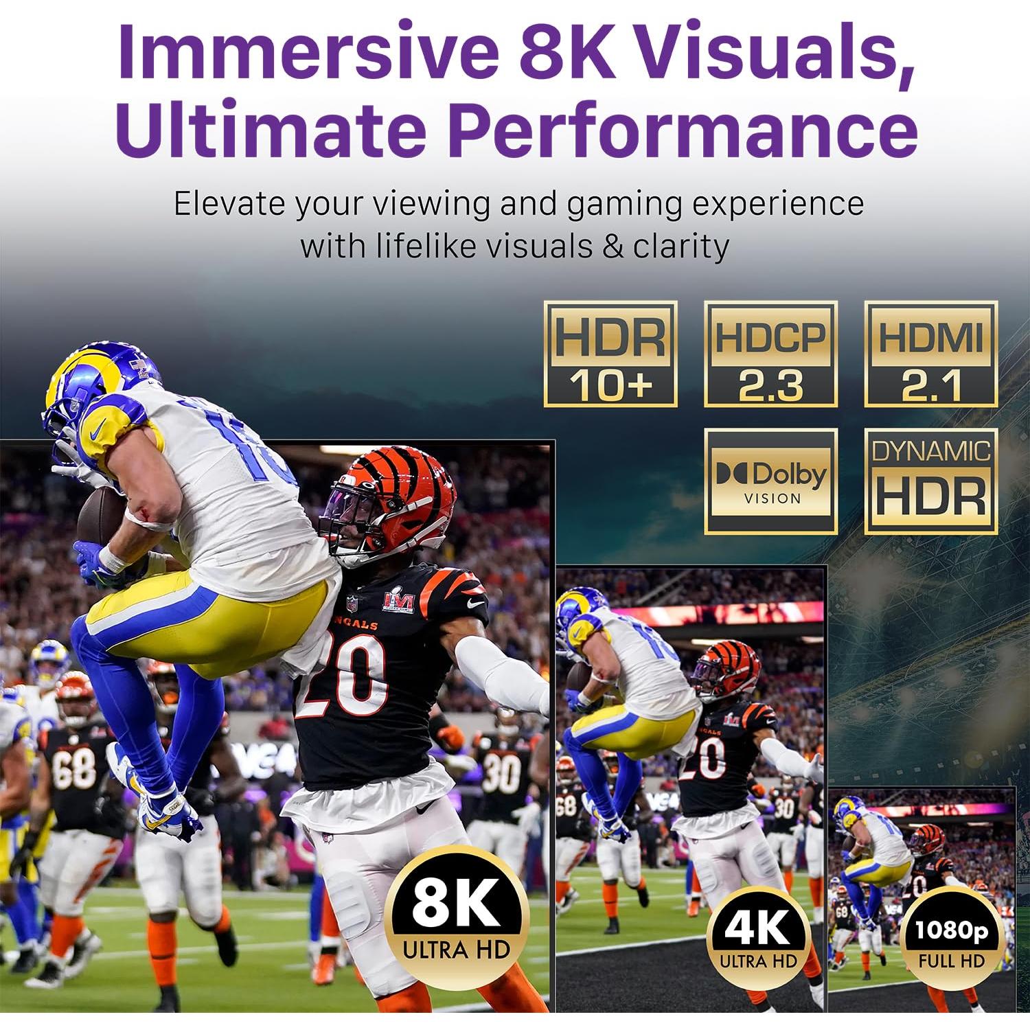 Interruptor HDMI 8K Fosmon 5 Puertos 48Gbps Control Remoto