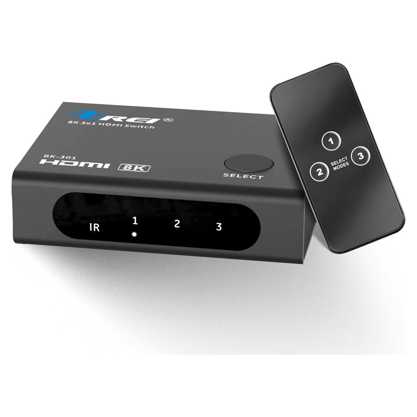 Interruptor HDMI 8K OREI BK-301 3x1 con Control Remoto 48Gbps