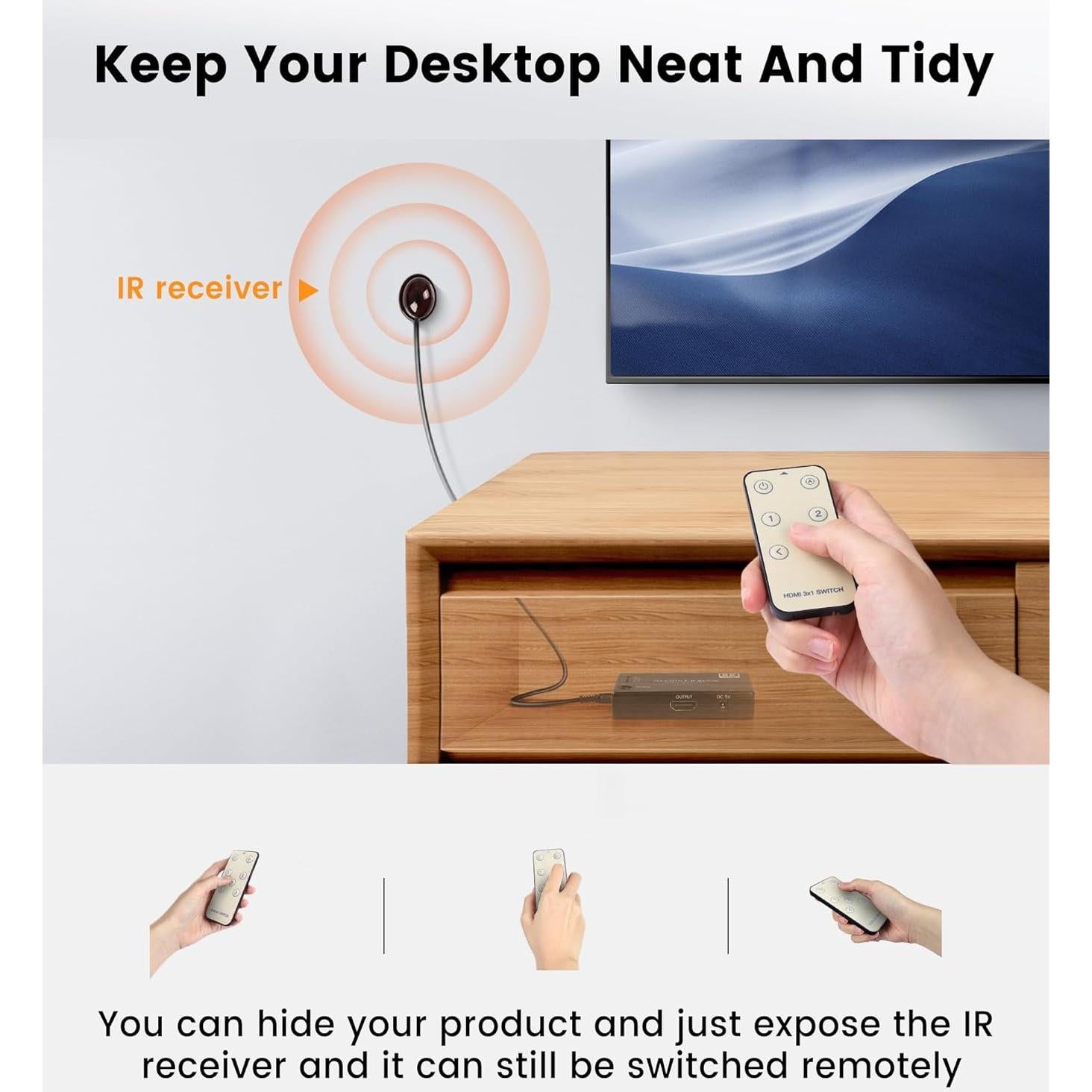 Conmutador HDMI 8K 3 en 1 avedio links con Control Remoto